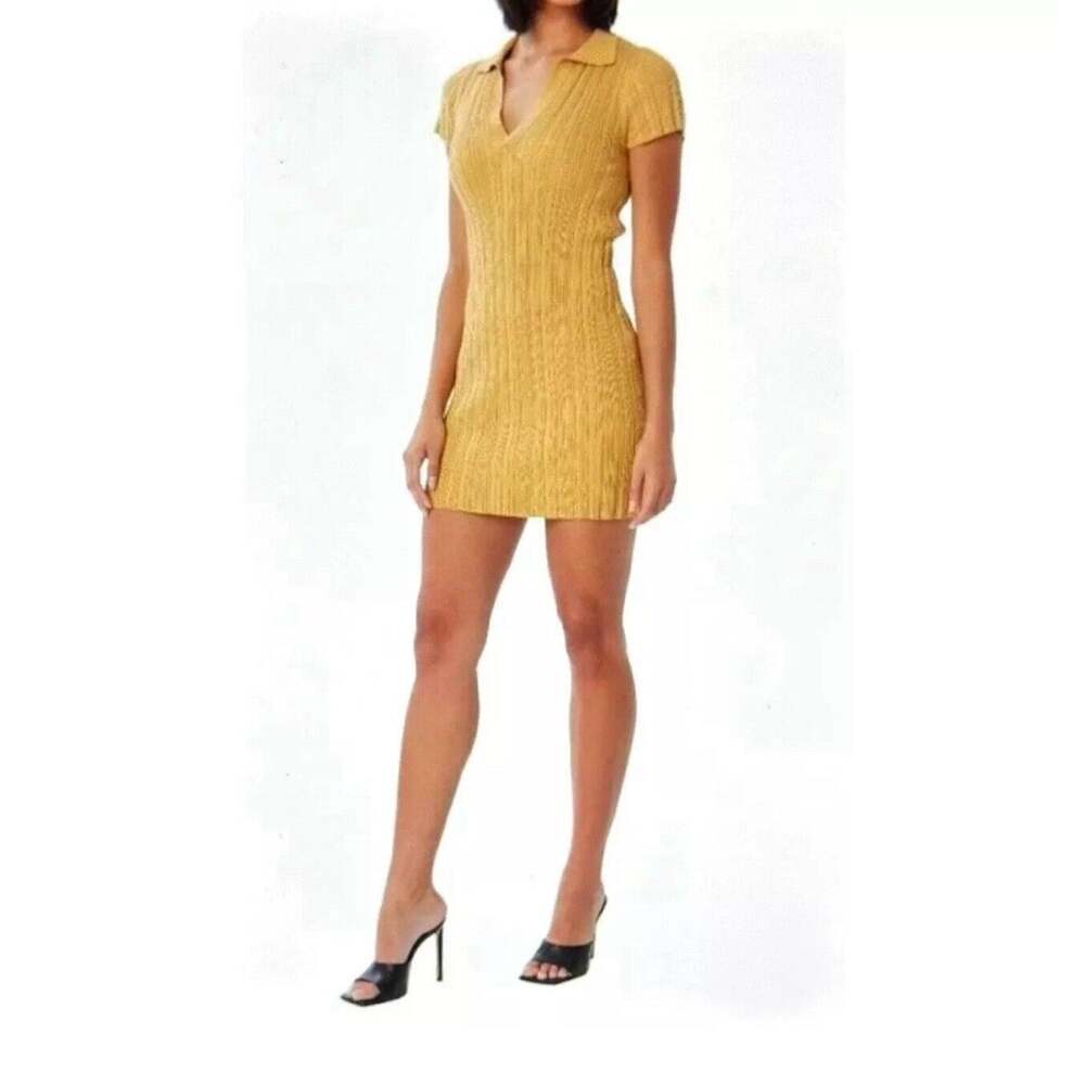 Lita by Ciara Women’s Iced Coffee Ribbed Cotton Blend Polo Mini Dress Stretch XS
